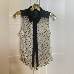 Sleeveless Black and White Cut Out Top with Animals